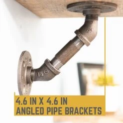 1/2 In. Black Pipe 4.625 In. W X 4.65 In. H Wall Mounted Double Flange Angled Shelf Bracket Kit (4-Pack) 12 1/2 In. Black Pipe 4.625 In. W X 4.65 In. H Wall Mounted Double Flange Angled Shelf Bracket Kit (4-Pack) -arbor Shop 61cfcb6a83274c10fa2eaaaacd4f32cd
