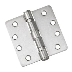 (3-Pack) 4 In. X 4 In. X 1/4 In. Radius Brushed Nickel Ball Bearing Butt Hinge