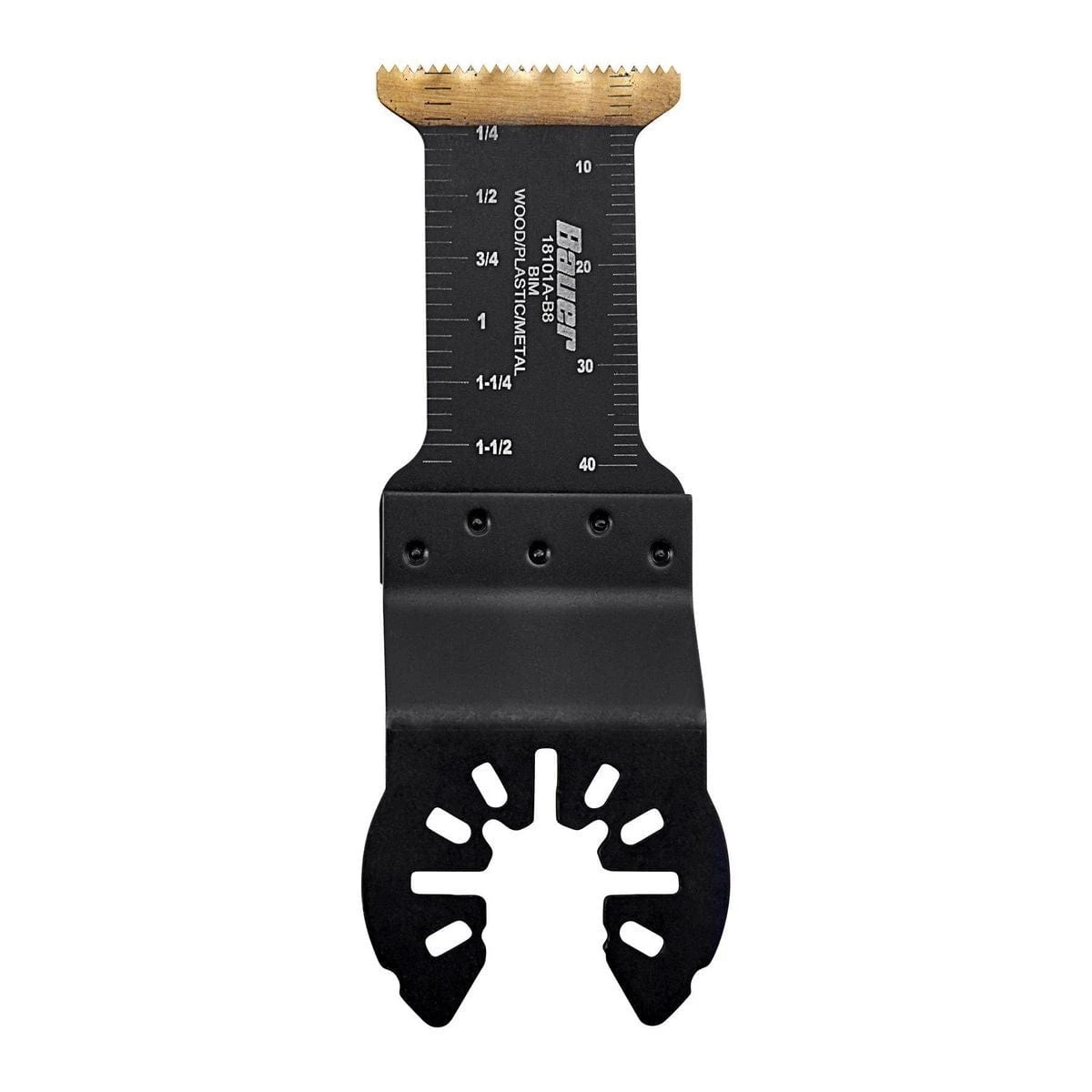 Bauer 1-3/16 In. Bi-Metal Reduced Shank Titanium Plunge/Flush Cutting Blade For Oscillating Multi Tools 1 Bauer 1-3/16 In. Bi-Metal Reduced Shank Titanium Plunge/Flush Cutting Blade For Oscillating Multi Tools