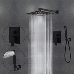 1-Spray Square High Pressure Wall Bar Shower Kit Bathroom Shower System With Hand Shower In Black -arbor Shop 6582cf38fb8cb8d537f5d50391aecd4a ac119787 356f 4550 bc66 83cb66c3a0cd