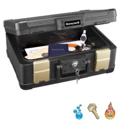 Honeywell 0.24 Cu. Ft. Molded Fire Resistant And Waterproof Portable Chest With Carry Handle, Key And Double Latch Lock -arbor Shop 667cc36d32a492acda510cbcb733448c
