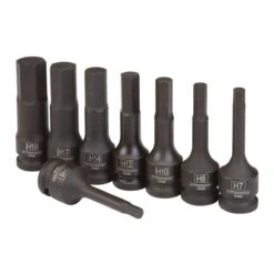 1/2 In. Drive Metric Impact Hex Socket Set, 8 Pc