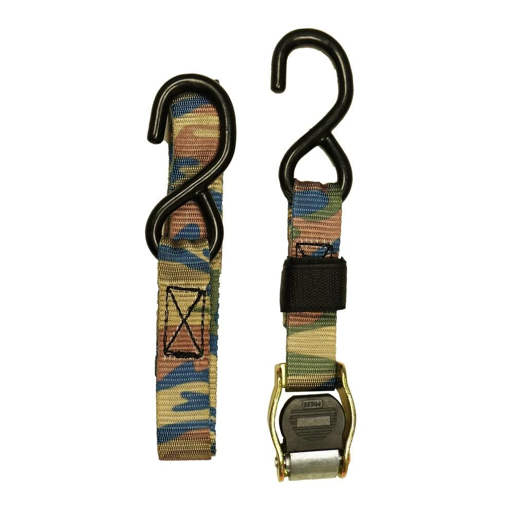 1 In. X 6 Ft. Camo Cam Buckle Tie Down Strap, Built-In Velcro For Easy Repacking (12-Pack) 2 1 In. X 6 Ft. Camo Cam Buckle Tie Down Strap, Built-In Velcro For Easy Repacking (12-Pack) - Image 2