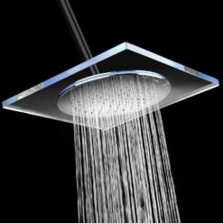 1-Spray 11.81 In. Single Wall Mount Square Fixed Rain Shower Head In Blue