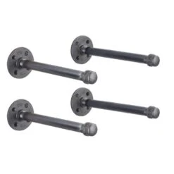 1/2 In. Black Pipe 10 In. L Wall Mounted Shelf Bracket Kit (4-Pack)