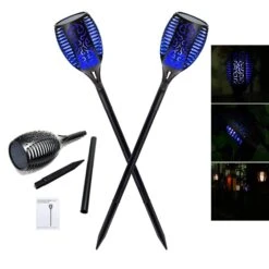 1-4PCs Solar Torch Lights, 23.2 Inch 33 LED, Waterproof Landscape Garden Pathway Light With Vivid Dancing Flickering Flames, Decoration Lanterns Dusk To Dawn
