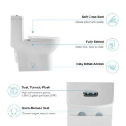 1-Piece Dual Flush 1.2 GPF/0.88 GPF High Efficiency Skirted Toilet Round Bowl All-in-One Toilet In White Seat Included 17 1-Piece Dual Flush 1.2 GPF/0.88 GPF High Efficiency Skirted Toilet Round Bowl All-in-One Toilet In White Seat Included -arbor Shop 753ae0487e5b412041f32ce42f5bebec