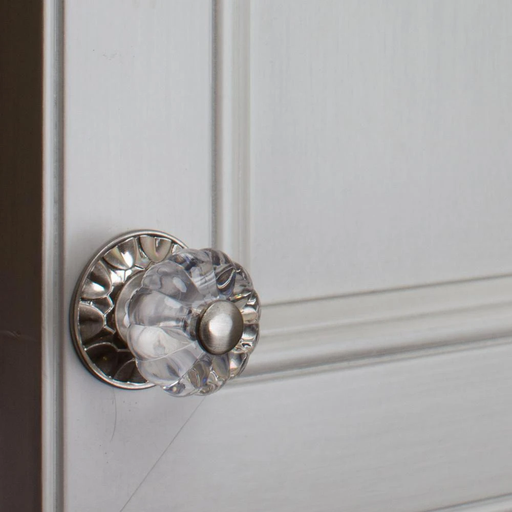 1-1/4 In. Satin Nickel Clear Acrylic Melon Cabinet Drawer Knobs With Backplate (10-Pack) 3 1-1/4 In. Satin Nickel Clear Acrylic Melon Cabinet Drawer Knobs With Backplate (10-Pack) - Image 3