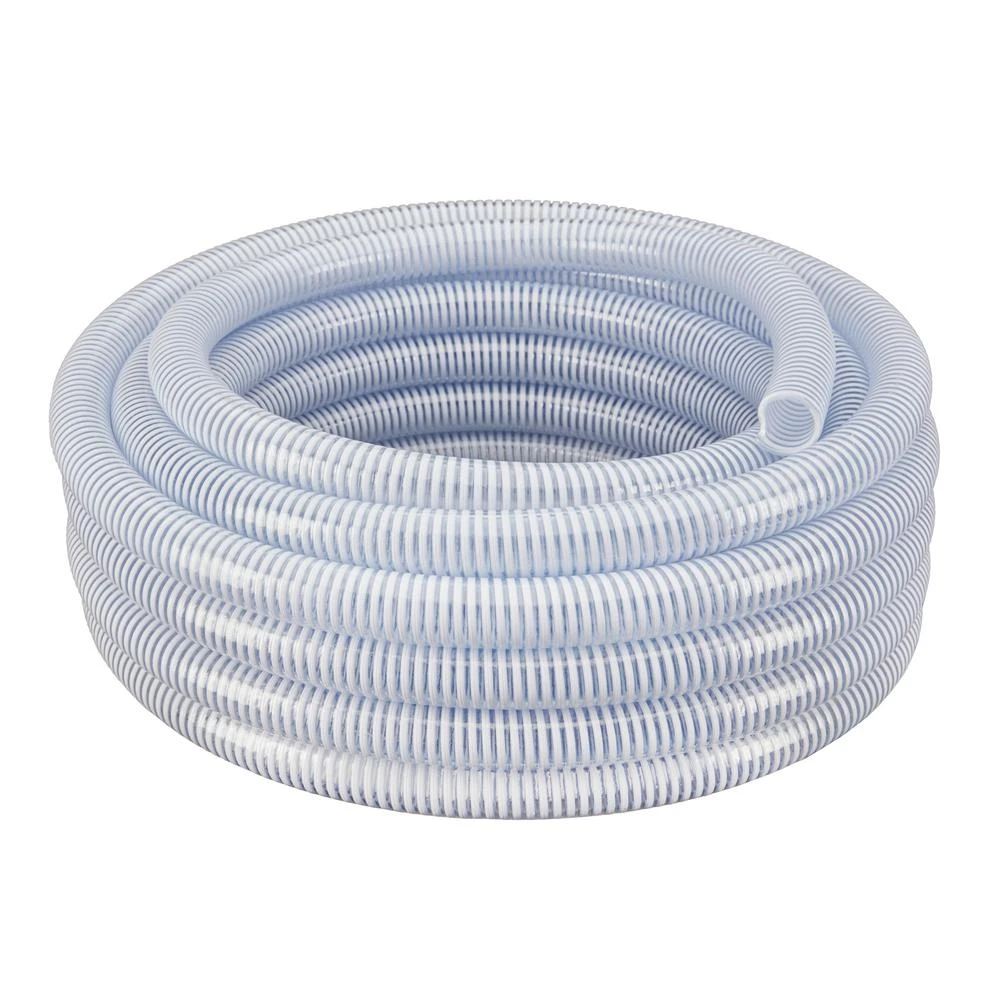 1 In. Dia X 50 Ft. Clear Flexible PVC Suction And Discharge Hose With White Reinforced Helix 1 1 In. Dia X 50 Ft. Clear Flexible PVC Suction And Discharge Hose With White Reinforced Helix
