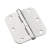 (2-Pack) 3-1/2 In. X 3-1/2 In. Brushed Nickel Full Mortise Butt Hinge With 5/8 In. Radius