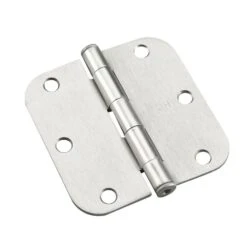 (2-Pack) 3-1/2 In. X 3-1/2 In. Brushed Nickel Full Mortise Butt Hinge With 5/8 In. Radius