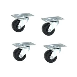 1-1/2 In. Low Profile Rubber Swivel Plate Casters (4-Pack)