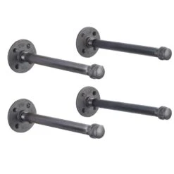 1/2 In. Black Pipe 12 In. L Wall Mounted Shelf Bracket Kit (4-Pack)