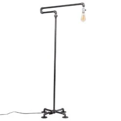 1/2 In. Black Steel Pipe 56 In. H Extended Arm Floor Lamp Kit