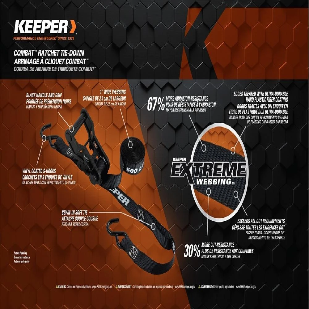 1 In. X 14 Ft. Combat Ratchet Tie Down (2-Pack) 4 1 In. X 14 Ft. Combat Ratchet Tie Down (2-Pack) - Image 4