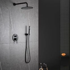 1-Spray Patterns 1.8 GPM 10 In. Dual Shower Head And Handheld Shower Head With Body Spray In Matte Black -arbor Shop 808259f876efa46214f50c5a0898995d 9baaf40a 0c53 46fb 9d06 2846657cc970