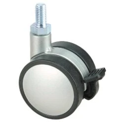 1-31/32 In. Black And Silver Swivel With Brake Threaded Stem Caster, 110 Lb. Load Rating
