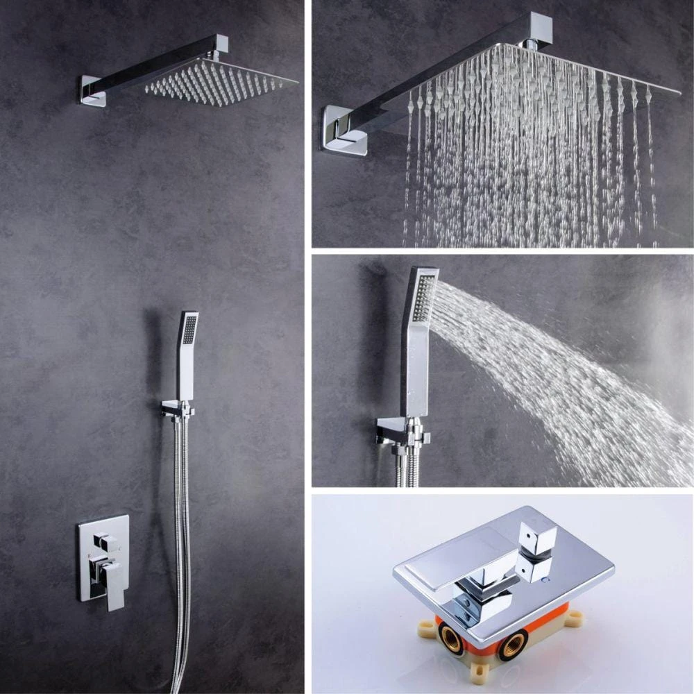 1-Spray Patterns With 1.5 GPM 10 In. Wall Mount Dual Shower Heads In Chrome 4 1-Spray Patterns With 1.5 GPM 10 In. Wall Mount Dual Shower Heads In Chrome - Image 4