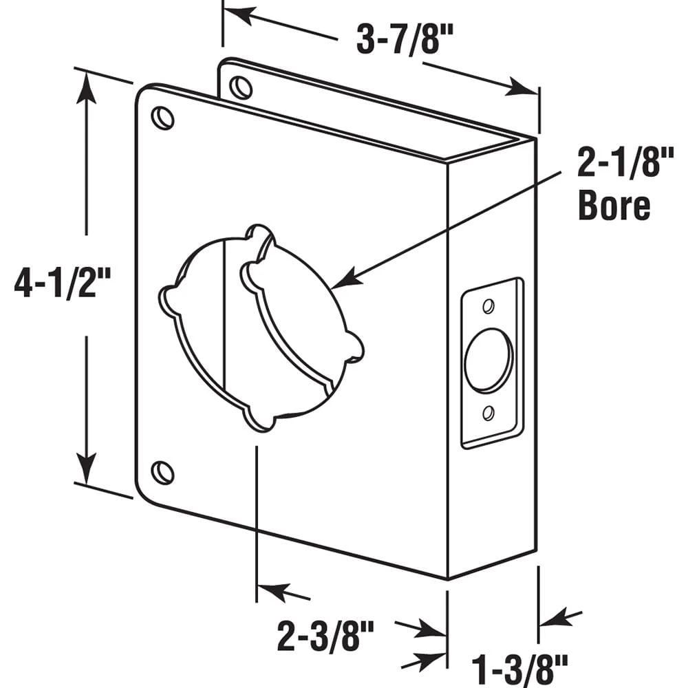 1-3/4 In. X 4-1/2 In. Thick Stainless Steel Lock And Door Reinforcer, 2-1/8 In. Single Bore, 2-3/8 In. Backset 4 1-3/4 In. X 4-1/2 In. Thick Stainless Steel Lock And Door Reinforcer, 2-1/8 In. Single Bore, 2-3/8 In. Backset - Image 4