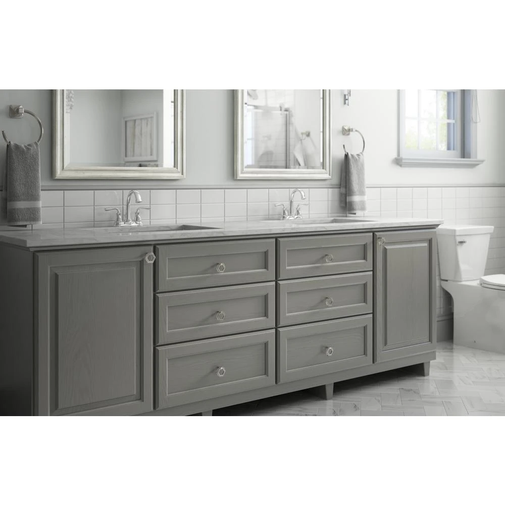 1-7/8 In. (48mm) Polished Nickel And Clear Acrylic Hexagon Cabinet Knob 3 1-7/8 In. (48mm) Polished Nickel And Clear Acrylic Hexagon Cabinet Knob - Image 3