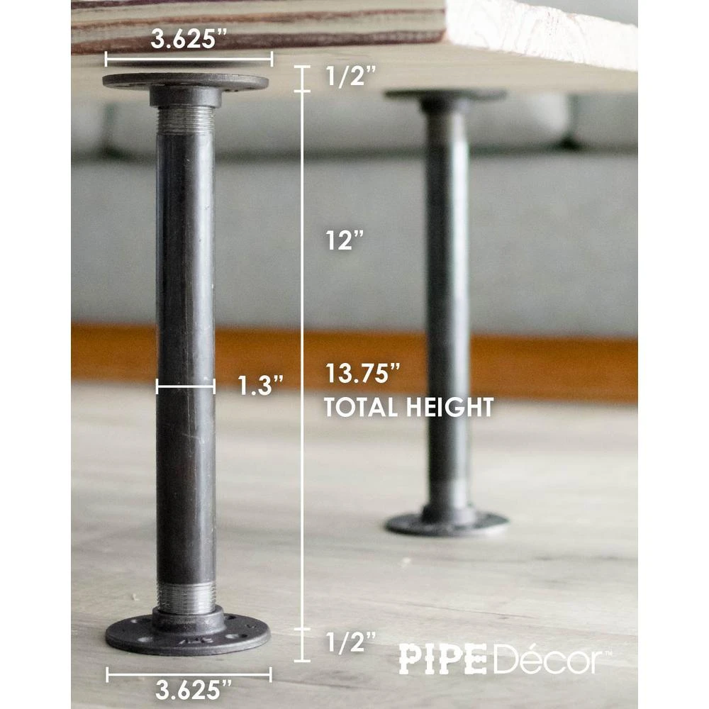 1 In. X 1 Ft. L Black Steel Pipe Flange Table Leg Kit (Set Of 4) 3 1 In. X 1 Ft. L Black Steel Pipe Flange Table Leg Kit (Set Of 4) - Image 3