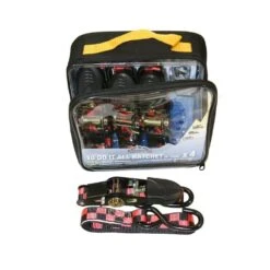 Everest 1 In. X 10 Ft. Ratchet Tie-Down Motorcycle Straps/Rubber Handle/Racing/Pouch (4-Pack)