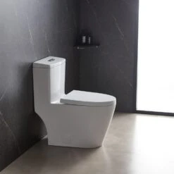 1-Piece Dual Flush 1.2 GPF/0.8 GPF Elongated High Efficiency Skirted Toilet All-in-One Toilet In White Seat Included 13 1-Piece Dual Flush 1.2 GPF/0.8 GPF Elongated High Efficiency Skirted Toilet All-in-One Toilet In White Seat Included -arbor Shop 8d758fa55d4a1ce46cf1514c3e275fae