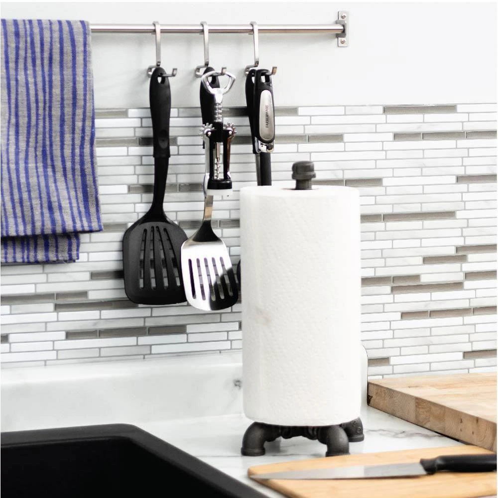 1/2 In. Black Steel Pipe 1.2 Ft. H Paper Towel Holder Kit 7 1/2 In. Black Steel Pipe 1.2 Ft. H Paper Towel Holder Kit - Image 7