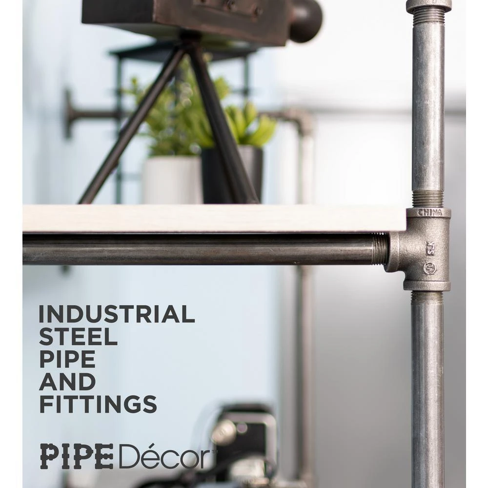 1/2 In. Black Steel Pipe 11.75 In. D X 72.5 In. H Floor Mounted 4-Tier Shelf Kit 8 1/2 In. Black Steel Pipe 11.75 In. D X 72.5 In. H Floor Mounted 4-Tier Shelf Kit - Image 8