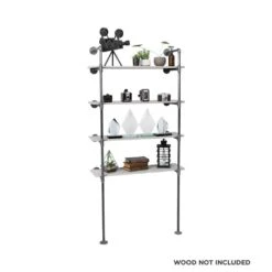 1/2 In. Black Steel Pipe 11.75 In. D X 72.5 In. H Floor Mounted 4-Tier Shelf Kit 12 1/2 In. Black Steel Pipe 11.75 In. D X 72.5 In. H Floor Mounted 4-Tier Shelf Kit -arbor Shop 964cc80e63ec7a6d17331488d96f53b6