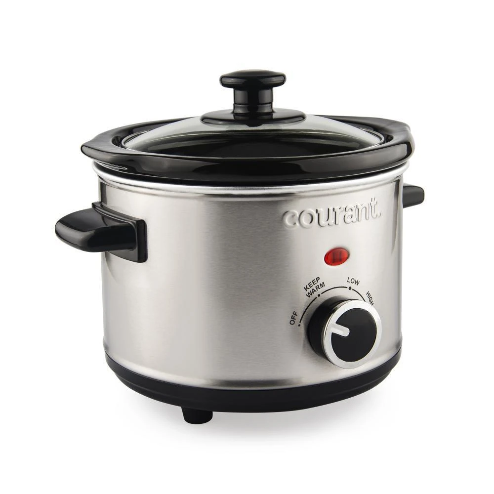 1.5 Qt. Brushed Stainless Steel Slow Cooker With Temperature Settings And Tempered Glass Lid 1 1.5 Qt. Brushed Stainless Steel Slow Cooker With Temperature Settings And Tempered Glass Lid