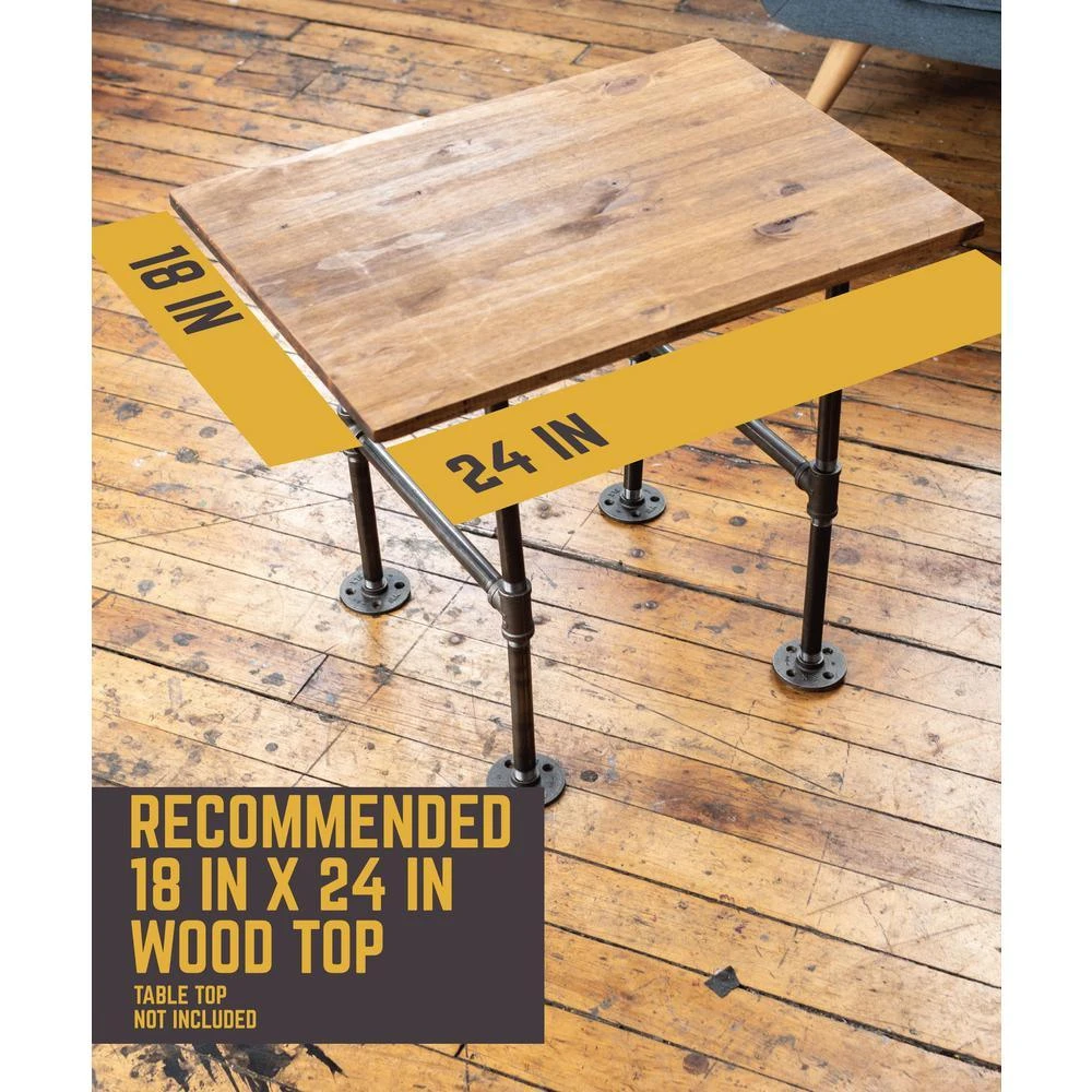 1/2 In. Black Pipe 16.5 In. W X 19.5 In. H "H" Design End Table Leg Kit 6 1/2 In. Black Pipe 16.5 In. W X 19.5 In. H "H" Design End Table Leg Kit - Image 6