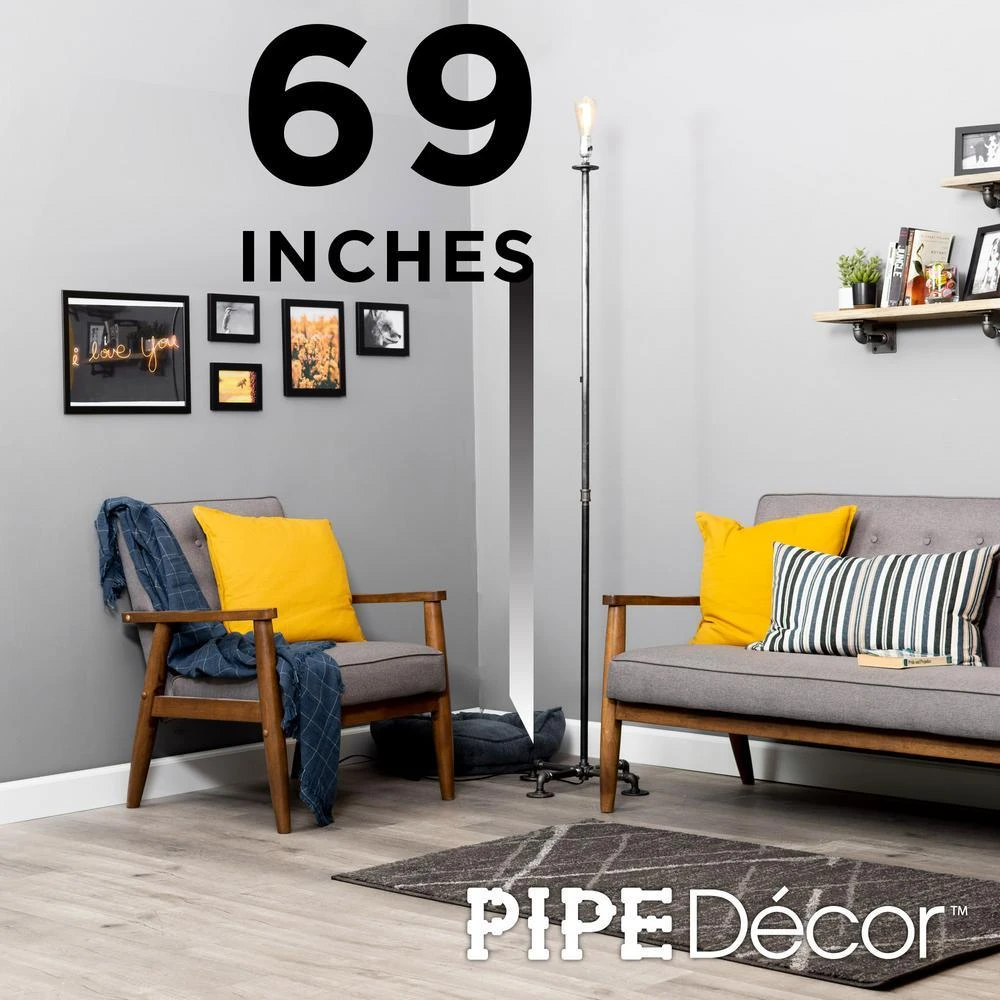 1/2 In. Black Steel Pipe 69 In. H Torch Style Floor Lamp Kit 3 1/2 In. Black Steel Pipe 69 In. H Torch Style Floor Lamp Kit - Image 3