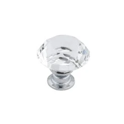 1-3/16 In. (30 Mm) Clear, Chrome Contemporary Metal, Crystal And Glass Cabinet Knob