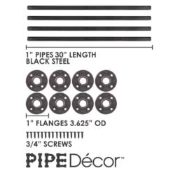 1 In. X 2.5 Ft. L Black Steel Pipe Flange Table Leg Kit (Set Of 4) -arbor Shop 9d341ddcb385ed5689425afcb84b7172