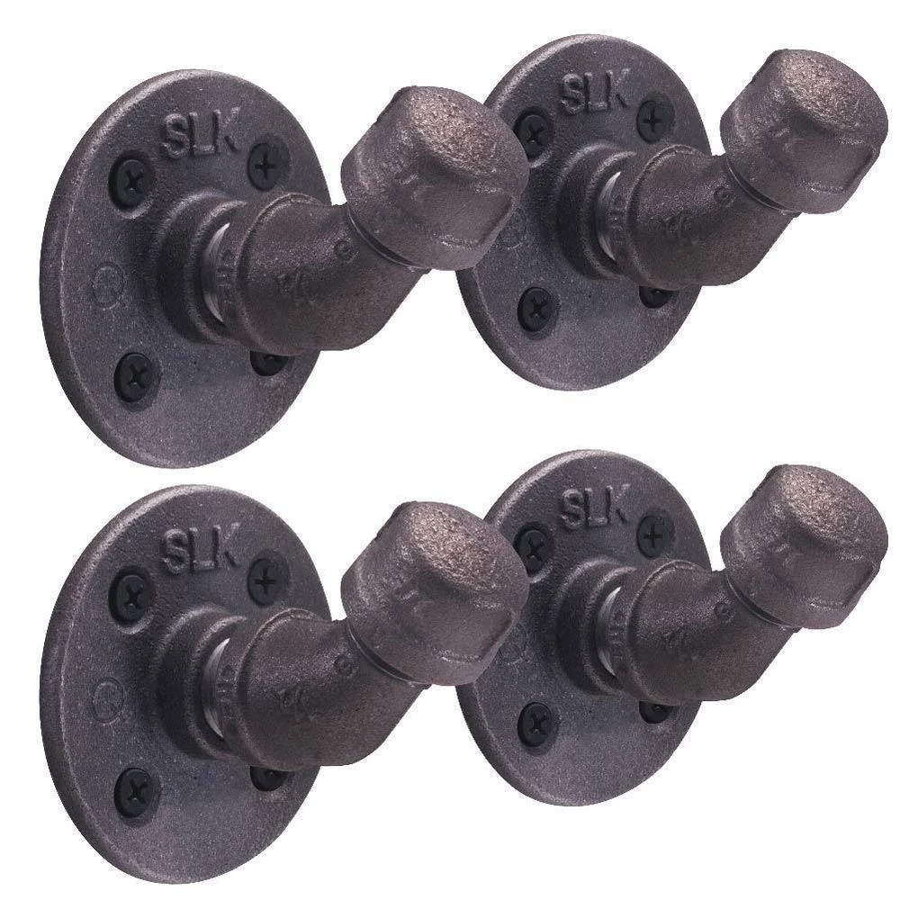 1/2 In. Black Steel Pipe Wall Hook Kit (4-Pack) 1 1/2 In. Black Steel Pipe Wall Hook Kit (4-Pack)