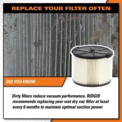 1-Layer Standard Pleated Paper Filter For 3 To 4.5 Gal. RIDGID Wet/Dry Shop Vacuums -arbor Shop a34e186680ac6df8b12a7ad5d22dbed1