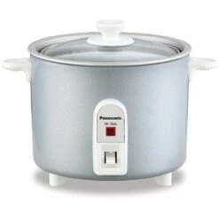 1.5 Cup Mini Silver Rice Cooker With Non-Stick Interior