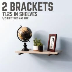 1/2 In. Black Pipe 12 In. L Wall Mounted Shelf Bracket Kit (2-Pack) -arbor Shop a91c8487bfb2e2087e45214f18cd3691