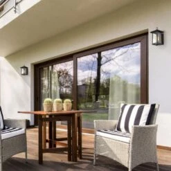 1-Light Transitional Outdoor Wall Light Lantern Sconce With Watered Glass Matt Black Coach Light LED Compatible -arbor Shop abe97d020431abe560b8034bf293fa68