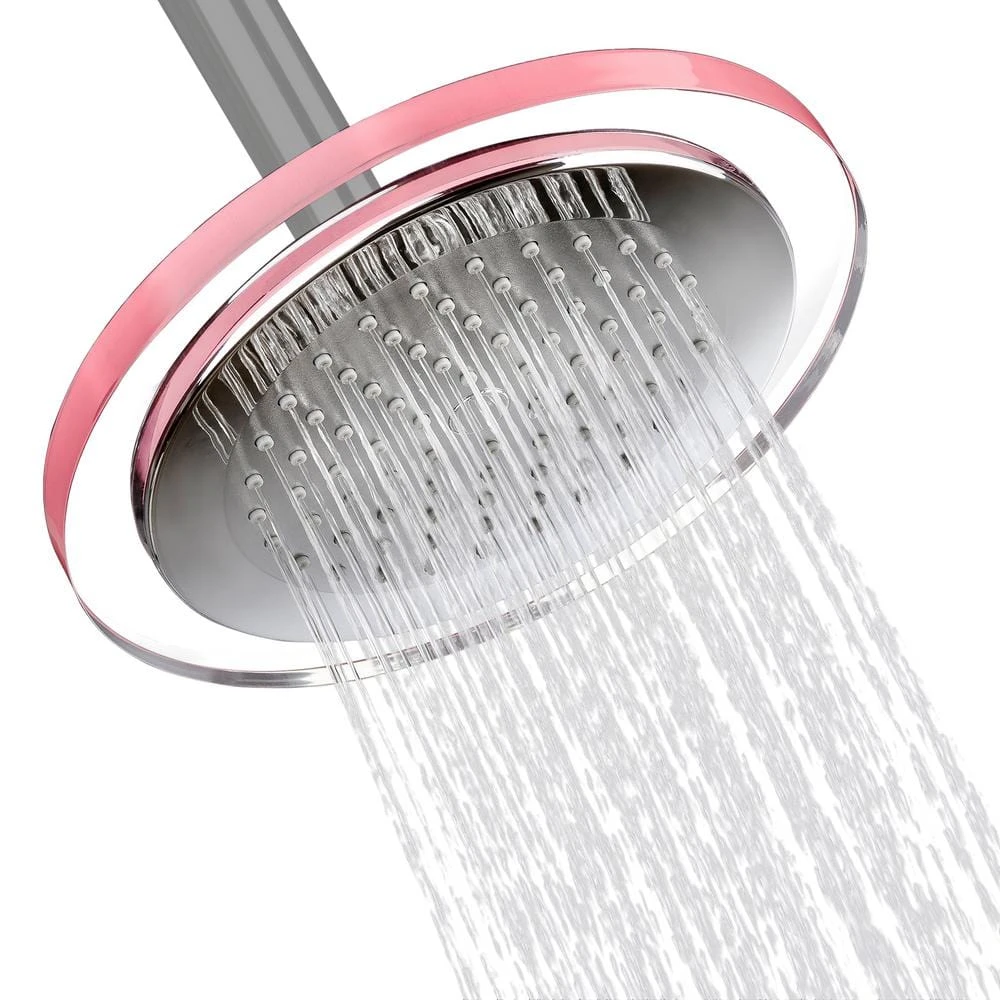 1-Spray 11.81 In. Single Wall Mount Fixed Rain Shower Head In Pink 1 1-Spray 11.81 In. Single Wall Mount Fixed Rain Shower Head In Pink