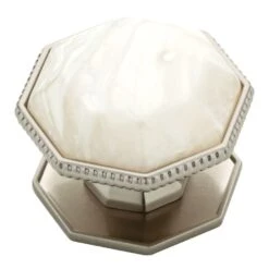 1-1/2 In. (38mm) Satin Nickel With Faux Capiz Insert Cabinet Knob