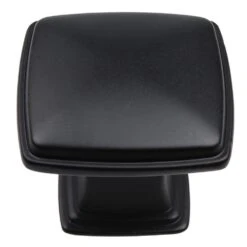 1-1/4 In. Matte Black Square Deco Cabinet Knobs (10-Pack)