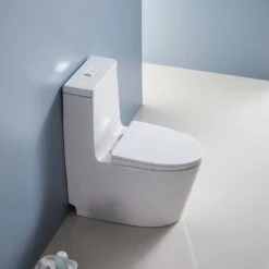 1-Piece Elongated Dual-Flush 1.28 GPF/0.88 GPF High Efficiency Skirted Toilet All-in-One Toilet In White Seat Included -arbor Shop b0f78605728db7e364bf097794a54af9