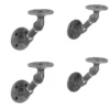 1/2 In. Black Pipe 4.625 In. W X 4.65 In. H Wall Mounted Double Flange Angled Shelf Bracket Kit (4-Pack)
