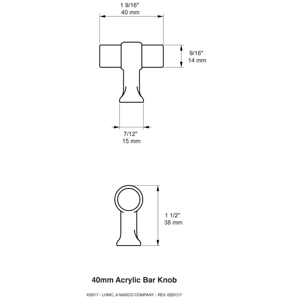 1-9/16 In. (40 Mm) Polished Nickel And Clear Acrylic Bar Cabinet Knob 5 1-9/16 In. (40 Mm) Polished Nickel And Clear Acrylic Bar Cabinet Knob - Image 5