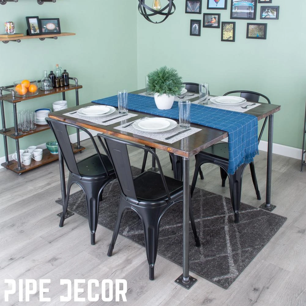 1 In. X 2.5 Ft. L Black Steel Pipe Square Flange Table Leg Kit (Set Of 4) 9 1 In. X 2.5 Ft. L Black Steel Pipe Square Flange Table Leg Kit (Set Of 4) - Image 9