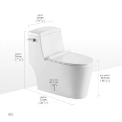 1-Piece 1.28 GPF High Efficiency Single-Flush Elongated Skirted Toilet All-in-One Toilet In White Seat Included 13 1-Piece 1.28 GPF High Efficiency Single-Flush Elongated Skirted Toilet All-in-One Toilet In White Seat Included -arbor Shop b581ef481837d0e6858907e62dfe302c