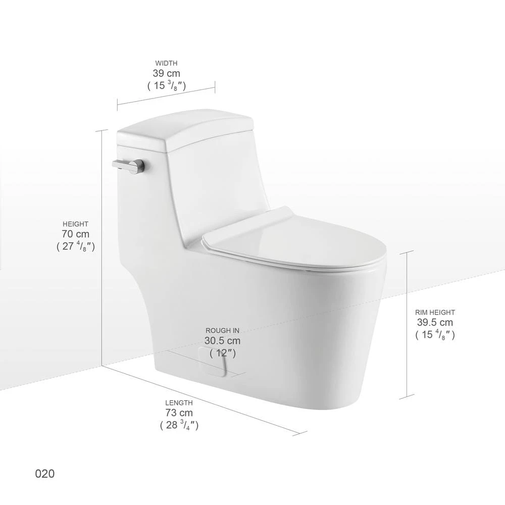 1-Piece 1.28 GPF High Efficiency Single-Flush Elongated Skirted Toilet All-in-One Toilet In White Seat Included 4 1-Piece 1.28 GPF High Efficiency Single-Flush Elongated Skirted Toilet All-in-One Toilet In White Seat Included - Image 4