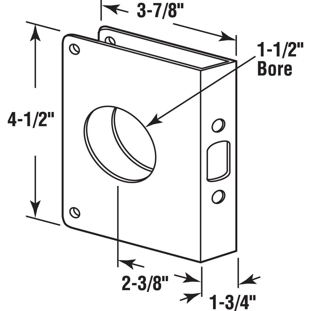 1-3/4 In. X 4-1/2 In. Thick Solid Brass Lock And Door Reinforcer, 1-1/2 In. Single Bore, 2-3/8 In. Backset 2 1-3/4 In. X 4-1/2 In. Thick Solid Brass Lock And Door Reinforcer, 1-1/2 In. Single Bore, 2-3/8 In. Backset - Image 2
